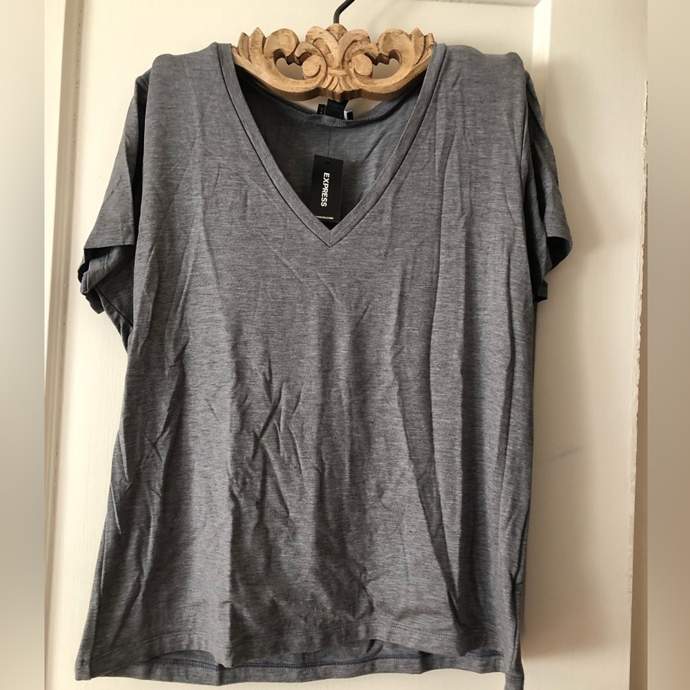 Express Gray V-Neck